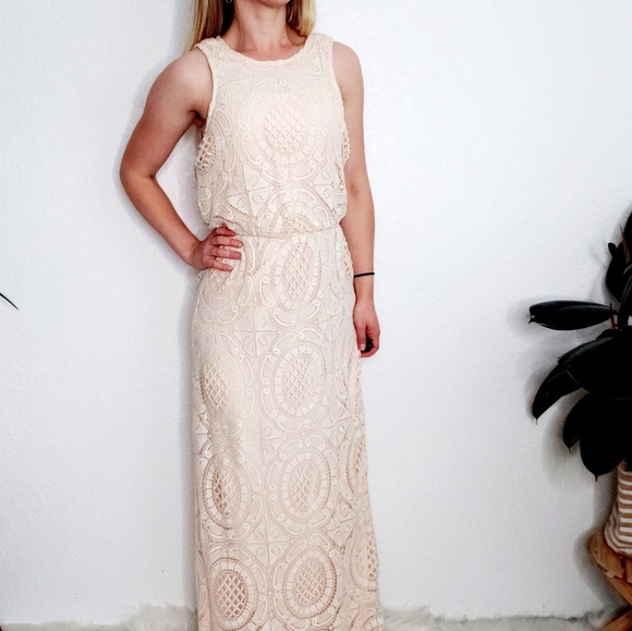 cream boho maxi dress